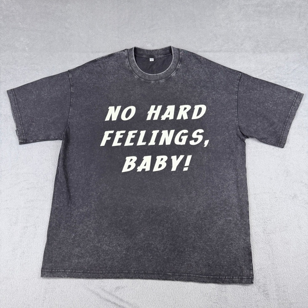 No Hard Feelings Baby 8 Ball Graphic Tee Acid Wash Black XXL Streetwear Shirt